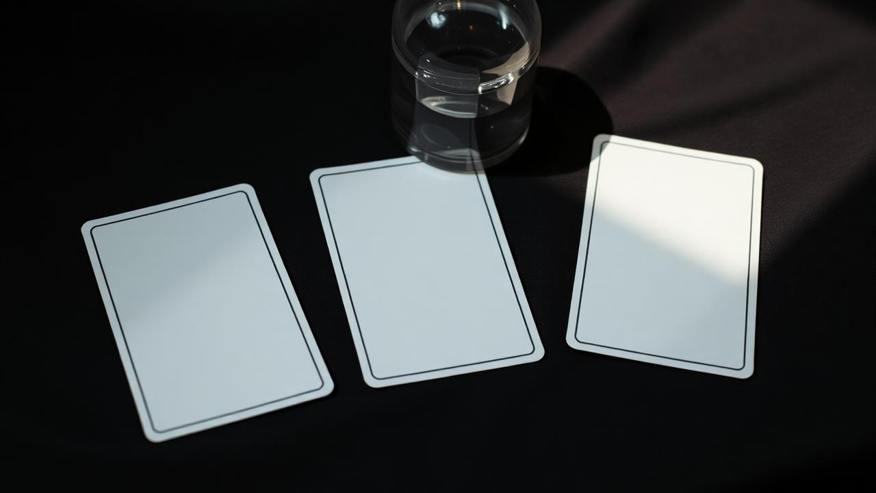 Three tarot cards face down on a dark linen cloth